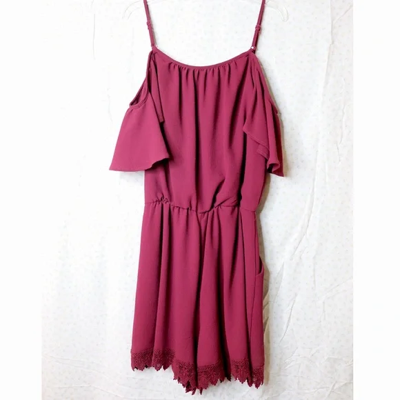 Maurices Cold Shoulder Lace Hem Romper - Picture 2 of 4